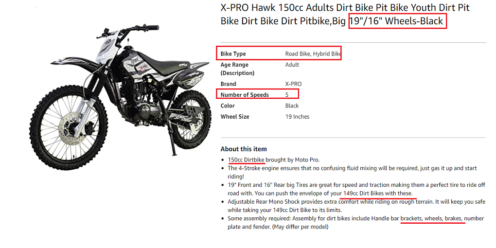 X PRO Hawk 150cc Adults Dirt Bike Pit Bike Youth Dirt Pit
